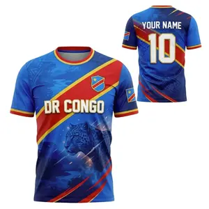 Personalized DR Congo Soccer Jersey, Custom Name Number Blue Sports Shirt TBE
