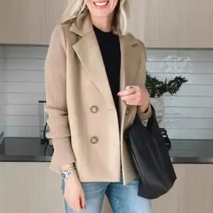 Spring 2025 women's suit collar casual top tweed coat