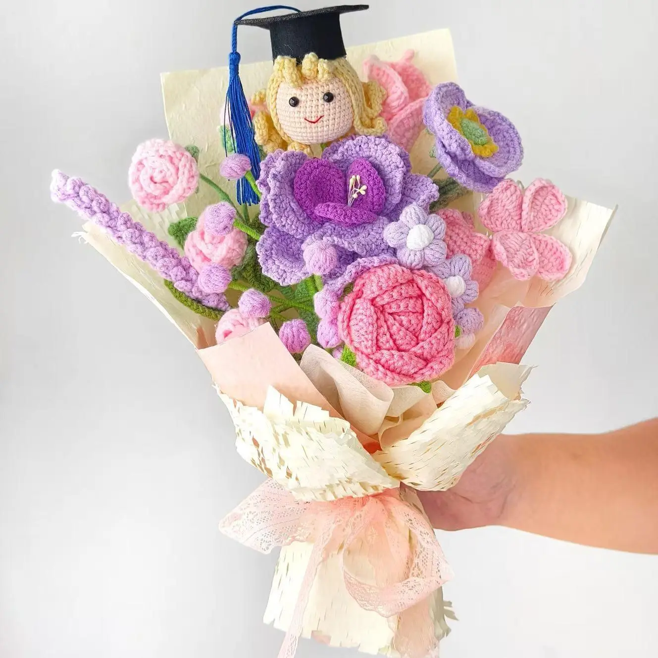 Crochet Graduation Bouquet with Doll | Handmade Keepsake Gift