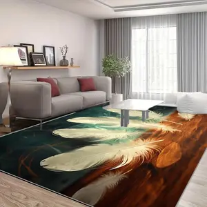 Feather Pattern Floor Mat, 1 Count Non-slip Washable Floor Carpet, Decorative Area Rug for Home Living Room Bedroom Study Room, Super Soft Rug