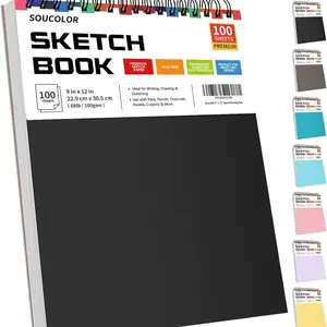9" x 12" Sketch Book, 100 Sheets Top Spiral Bound Sketchbook with Acid-Free 68lb/100gsm Thick Drawing Paper, Art Sketch Pad for  Adults & Artist, Professional Art Supplies for Beginners,Top Choice for Gifts