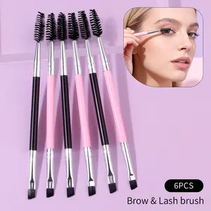 6pcs Soft Double-Tipped Eyebrow Brush, Eyelash Curler, Eyeliner Brush, Detail Brush, Multi-functional Beginner Portable Makeup Brush, Eye Makeup Tools, Brush Set Cosmetic