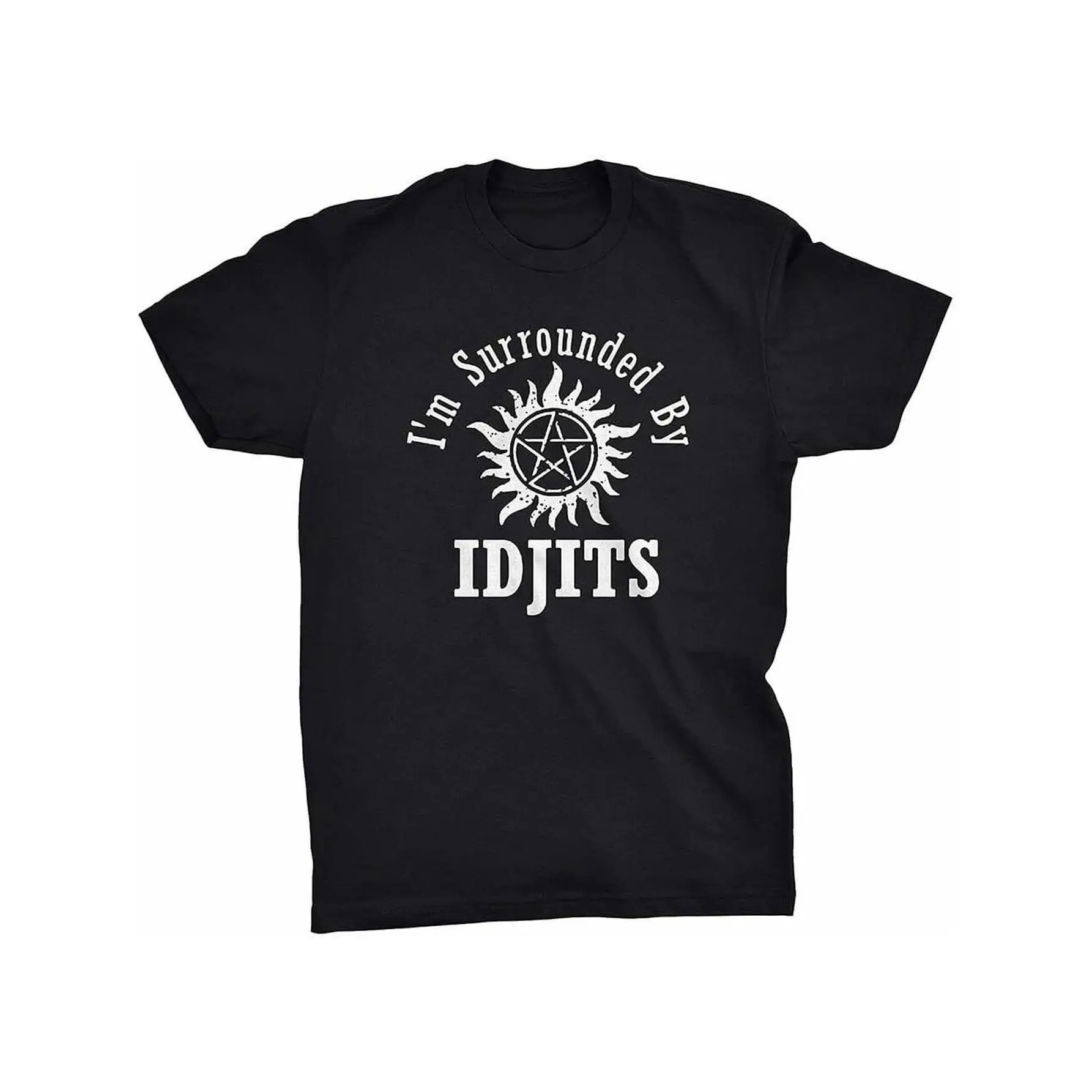 Supernatural Idjits Bobby Singer Graphic T-Shirt - Men's Casual Classic Cotton Top, Relaxed Fit, Breathable, Funny Vintage Short Sleeve, Comfy Plus Size, Fabric, Menswear, Soft, Tee, Pure Cotton, Short Sleeve Tee, Graphic Print, Fitted, Round Neck, Reinfo