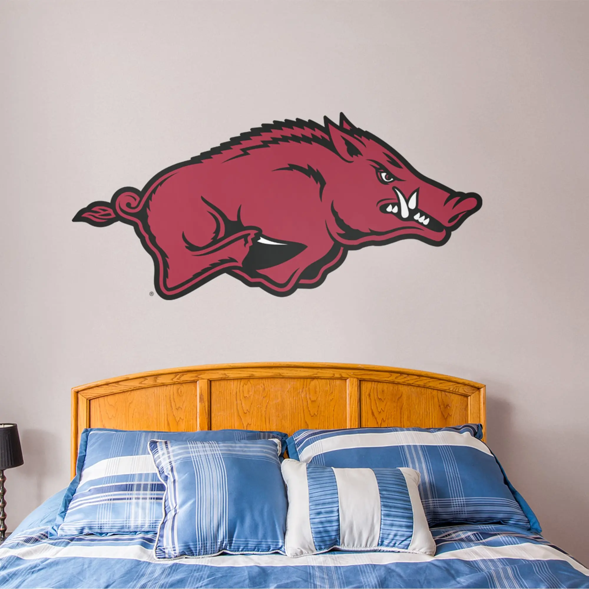 NCAA Arkansas Razorbacks RealBig Logo Collection Official Removable Low-Tack Vinyl Wall Stickers, Self-Adhesive Decoration for Home, Room Decorations