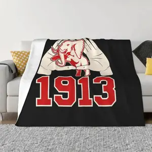 Delta Sigma Theta 1913 Sorority Flannel Blanket Crimson Cream Red White Soft Warm Throw For Dorm Room Essentials Sofa Greek Life Member Sisterhood Gift