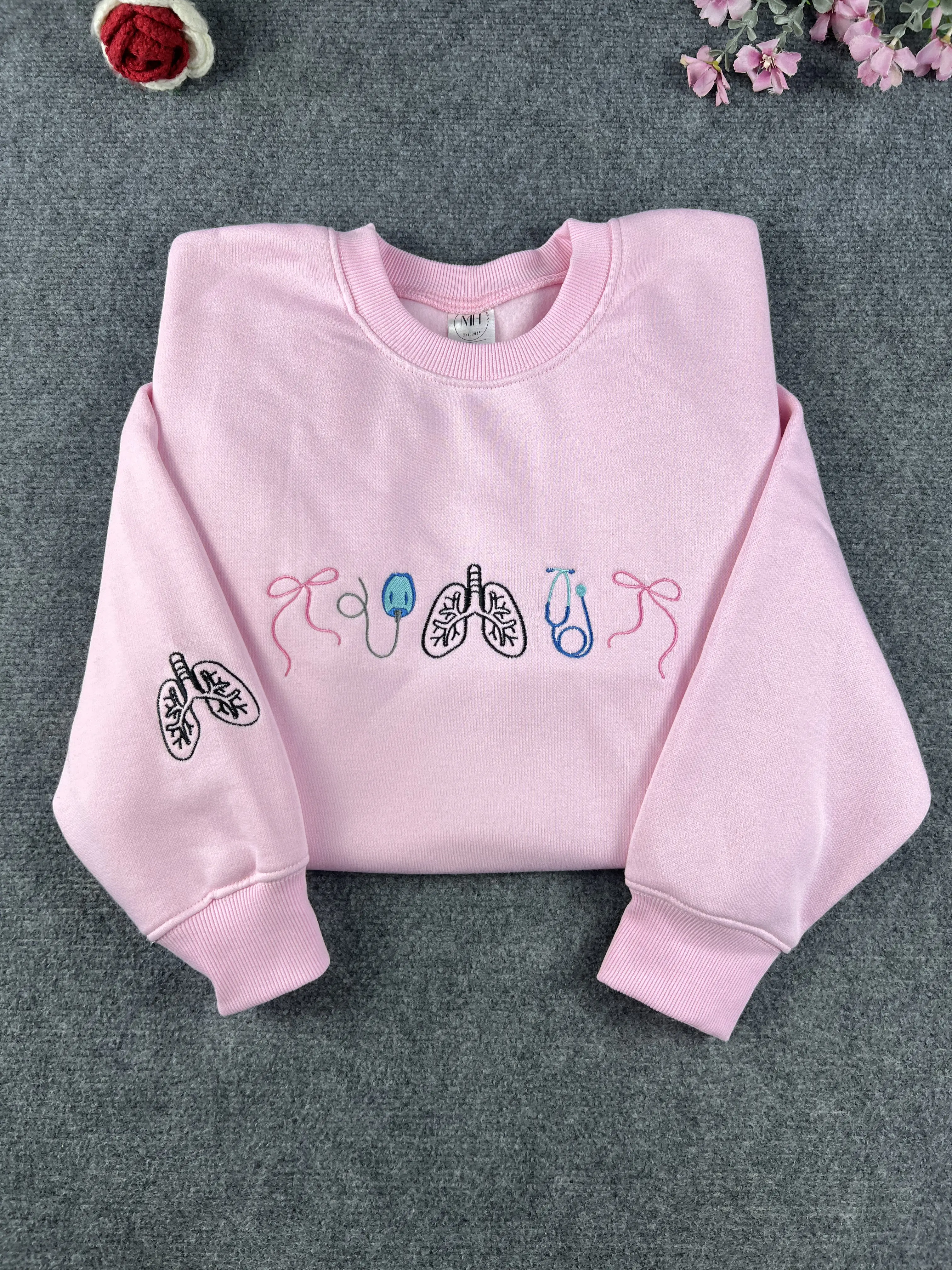 Embroidered Respiratory Therapist Sweatshirt, Respiratory Sweatshirt Embroidered Pulmonologist Crewneck Gift Student, Trendy Crewneck Shirt