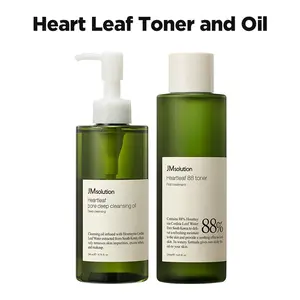 JMsolution Heartleaf Cleansing Oil & Toner Bundle - 88% Heartleaf Water for Deep Cleansing Gentle Exfoliation Hydration & Soothing Skin Care
