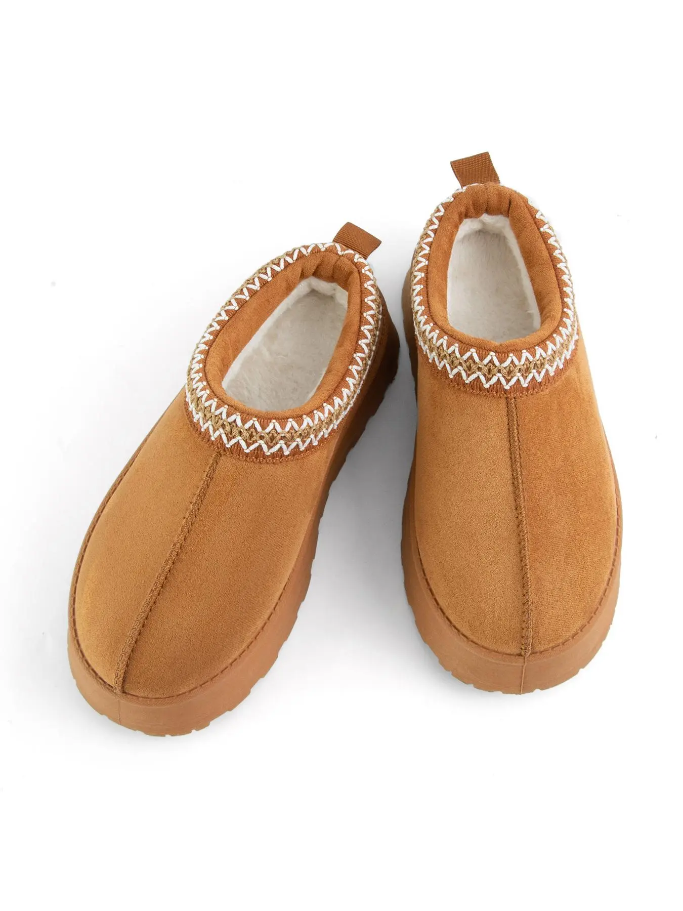 MUSSHOE Women’s Cozy Faux Fur-Lined Platform Slip-On Clogs - Embroidered Trim, Indoor-Outdoor House Shoes, Off-Season Clearance Snow Boots