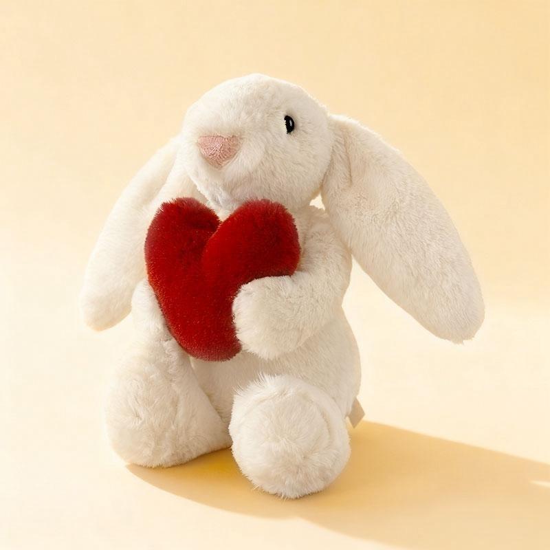 Cute Rabbit Plush Toy, Handheld Heart Soft Bunny Doll, Perfect Gift for Valentine's Day, Anniversary & Birthday, Huggable Stuffed Animal-Gift for Grandma