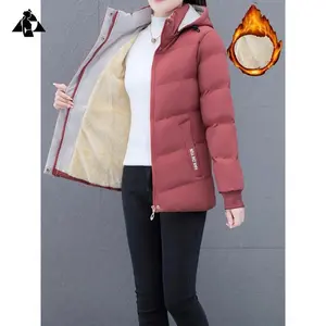 Women’s Hooded Down Jacket, 100% Polyester, Sports Style, Solid Color, Non-Elastic Fabric, Woven, Zip Detail, White Duck Down Filling, Suitable for Autumn and Winter, Weight 160 g