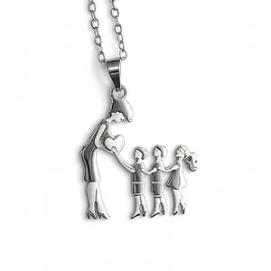 Family Members Necklace - Mom & Kids Pendant, "A Mother's Love Always With You", Perfect Necklace Gift for Women & Mothers