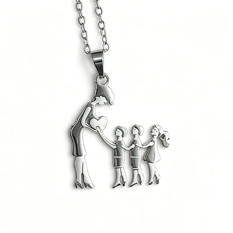 Family Members Necklace - Mom & Kids Pendant, "A Mother's Love Always With You", Perfect Necklace Gift for Women & Mothers