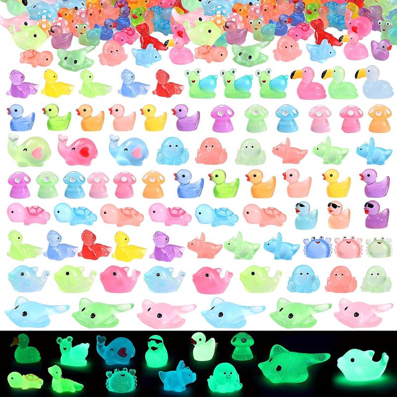 100 Pcs Mini Resin Animals Mini Figures to Hide Tiny Resin Animals Glow ...