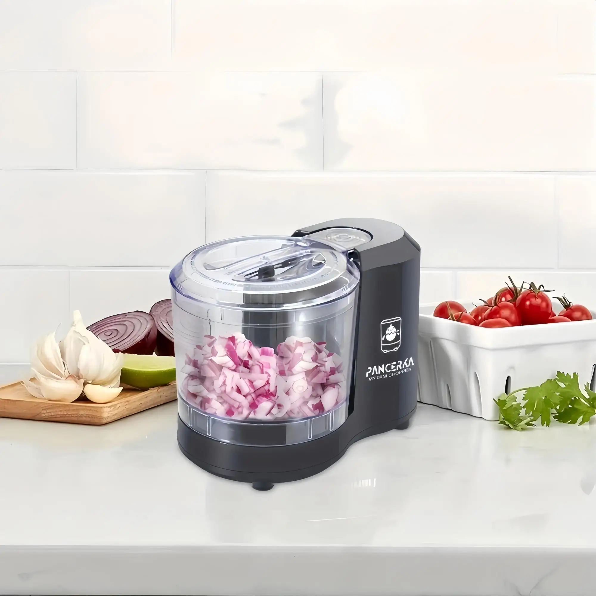1.5 Cup/12oz Electric Food Chopper, Portable Mini One Touch Pulse Design Electric Vegetable Chopper, Kitchen Food Processor for Dicing, Chopping & Pur