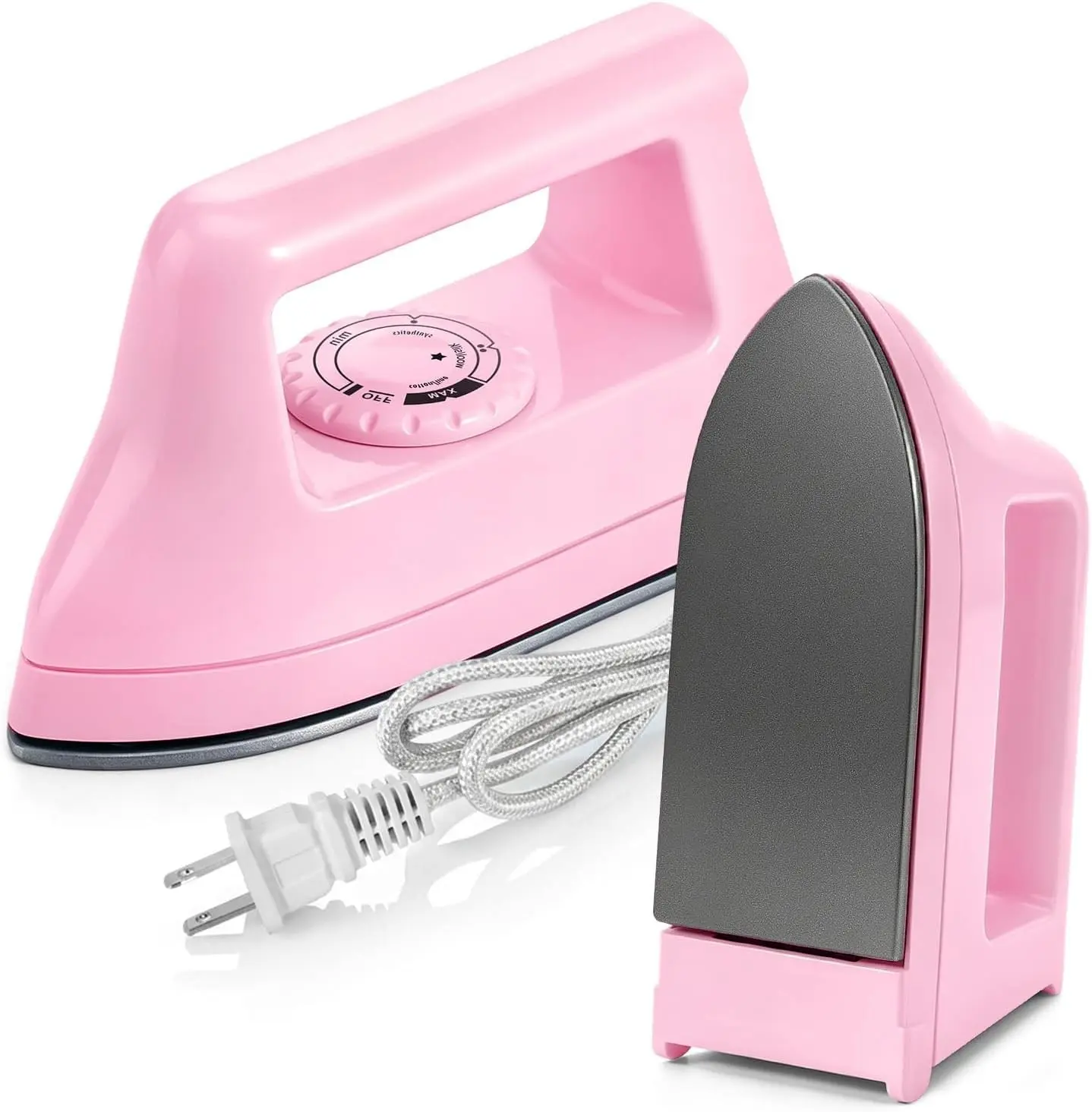 Mini Iron for Clothes, Travel Iron Small Electric Heat Press Machine for T-shirts Crafting, Portable Iron for Home College (Pink)