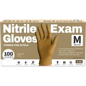 Gloves, 100 Count  Safe Latex-Free Disposable Gloves for  Cooking Cleaning  Prep, Tan