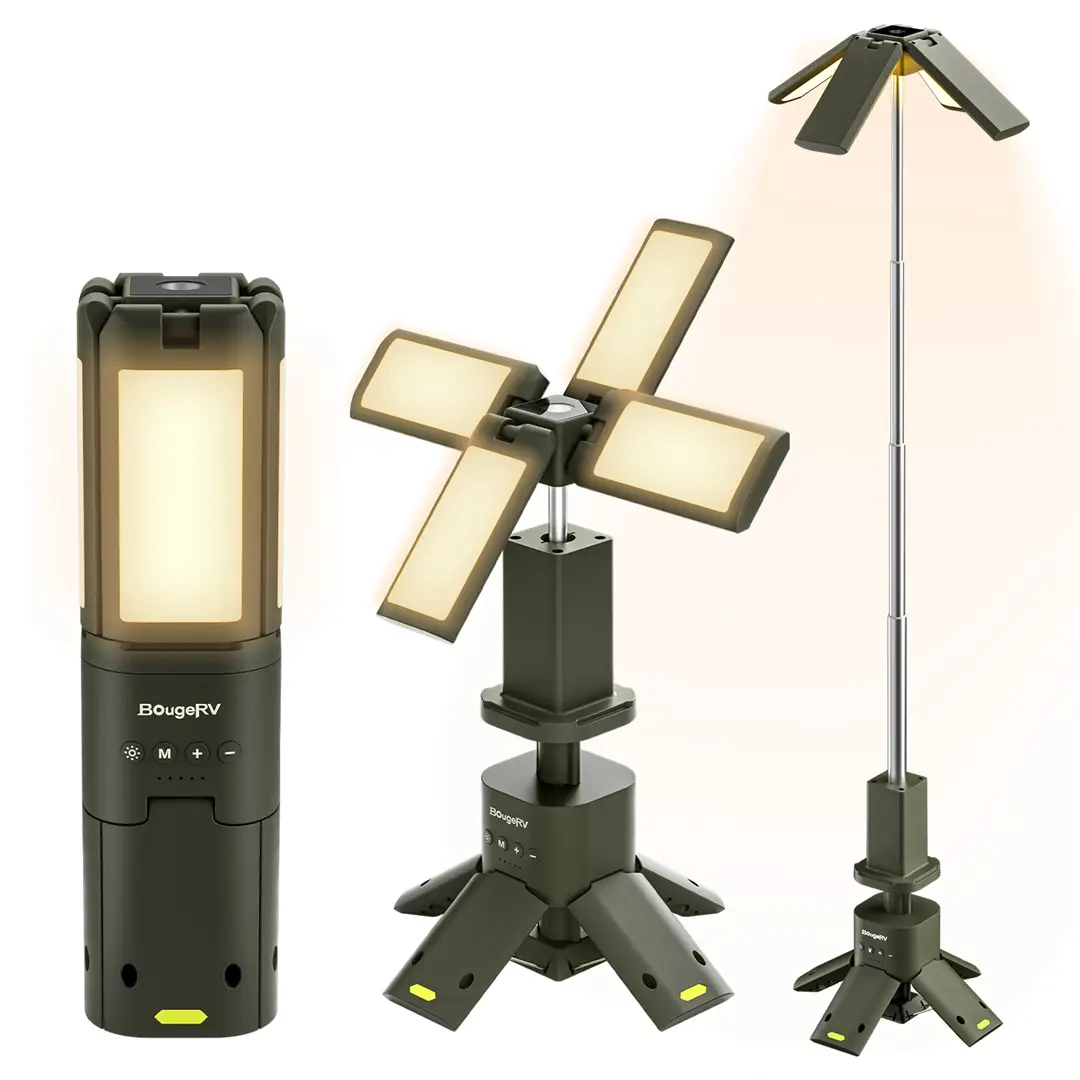 BougeRV Camping Light, Telescopic Rechargeable Camping Lantern, 13400mAh Rotatable Electric Outdoor Lamp, IPX5 Waterproof, Portable Light for Camping,