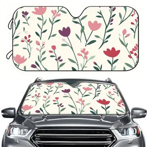 1pc Car Sun Visor with Colorful Flower Pattern, UV Protection and Cooling, Suitable for Universal Models and RV Decoration