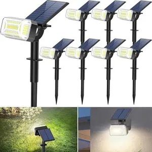 WELALO 102 LED Solar Spot Lights Outdoor Waterproof IP65, Adjustable Landscape Spotlights, [8 Pack/4 Modes] Auto On/Off Solar Powered Flood Lights for Outside Yard Garden Wall Pathway (Cool White)