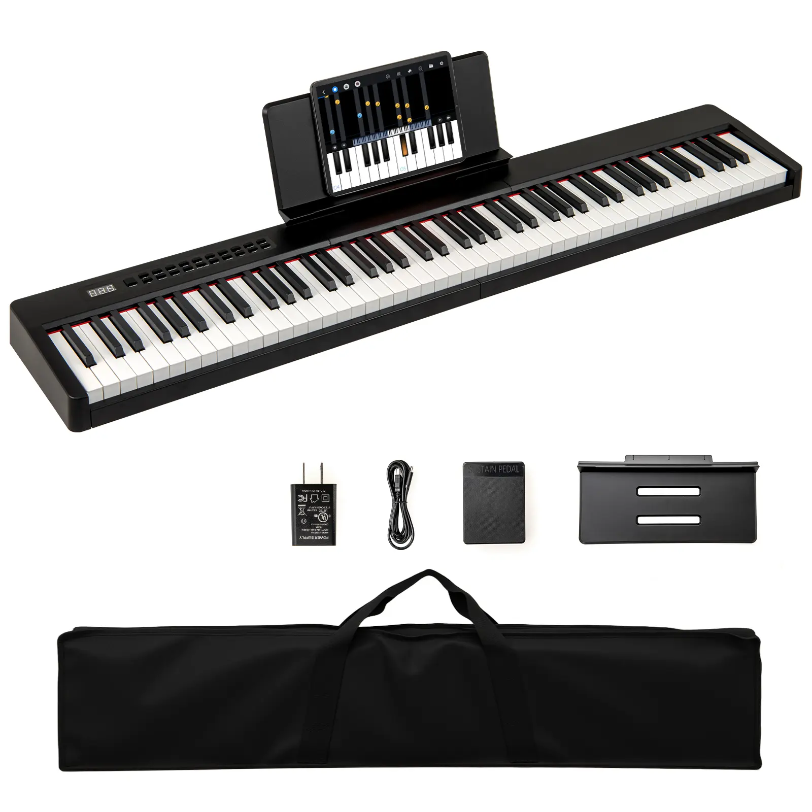 COSTWAY - 88 Keys Velocity-Sensitive Piano Keyboard with French DREAM Audio Source-Black