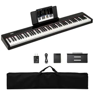 COSTWAY - 88 Keys Velocity-Sensitive Piano Keyboard with French DREAM Audio Source-Black