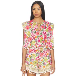 FARM Rio Banana Flowers Blouse in Off White