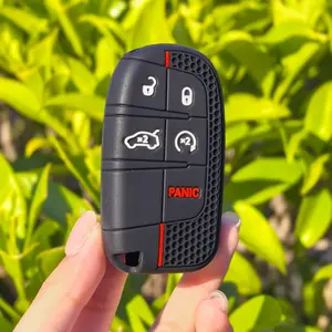 Premium 5-Button Smart Key Case Cover for Jeep Renegade/Cherokee, Dodge Journey/Charger, Chrysler 200/300 - Durable High-Quality Silicone Shell Fob with Ergonomic Grip, Sleek Red Design, Anti-Scratch Protection & Enhanced Vehicle