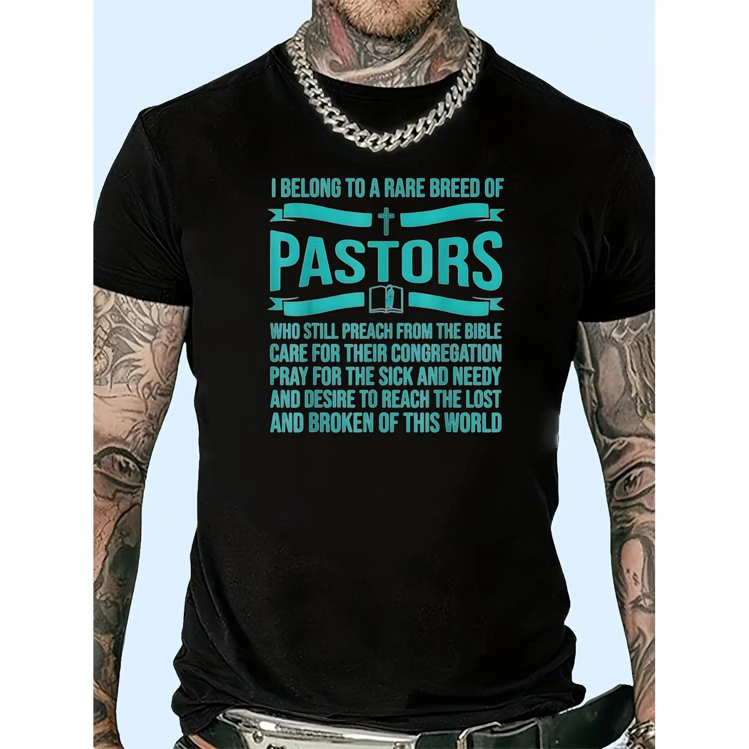 Christian Pastor Appreciation T-Shirt with Funny Letter Print Comfortable Breathable Casual Wear for All Seasons Church Events and Gift Ideas