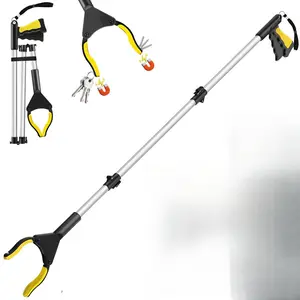 43" Extra Long Grabber Reacher Tool, Grabbers for Seniors Grab it Reaching Tool w/Anti-Drop Cord, Lightweight Trash Grabber Pickup Tool 360 °       Rotating Jaw +Magnets, Heavy Duty Foldable Grabber