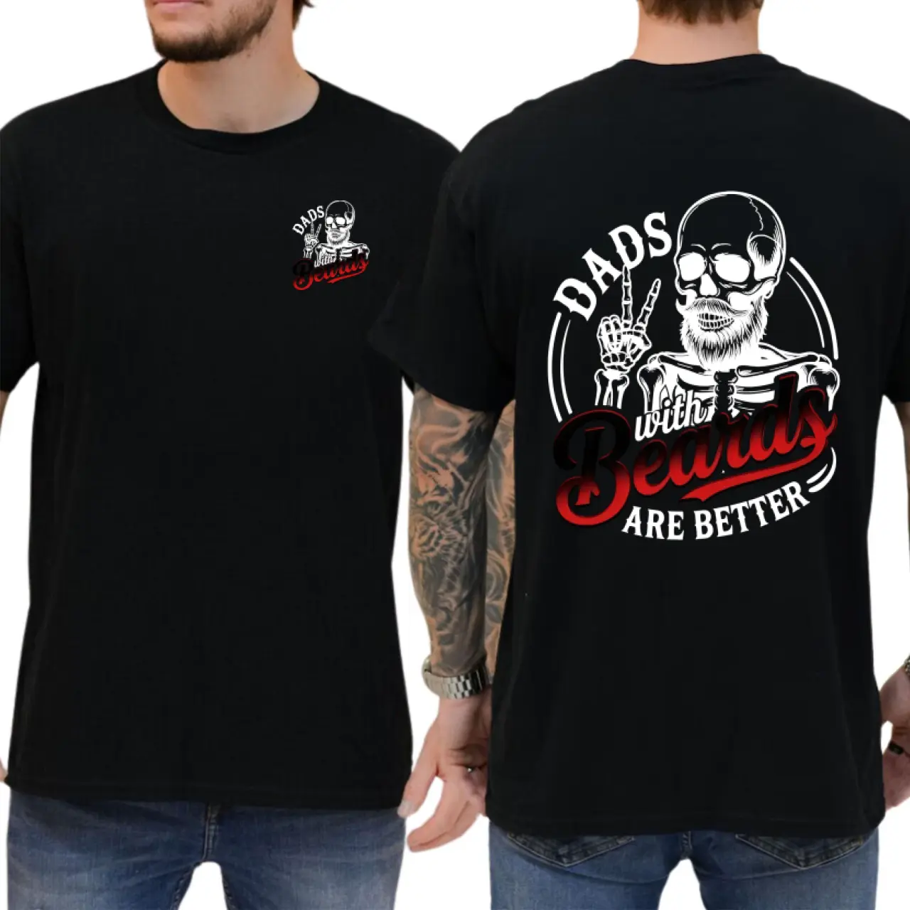 Men's Casual Shortsleeve Round Neck Graphic T-Shirt, Menswear Top, Funny Dads With Beards Are Better Print, Trendy Family Shirt, Father's Day Gift Idea