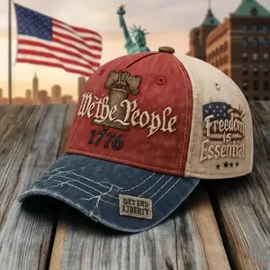 America 250th Anniversary 1776-2026 EmbroideredBaseball Cap for Men Vintage Washed Gray Relaxed FitDaily Casual Outdoor Spring Summer Fall Headwear withLiberty Bell & American Flag Decorations