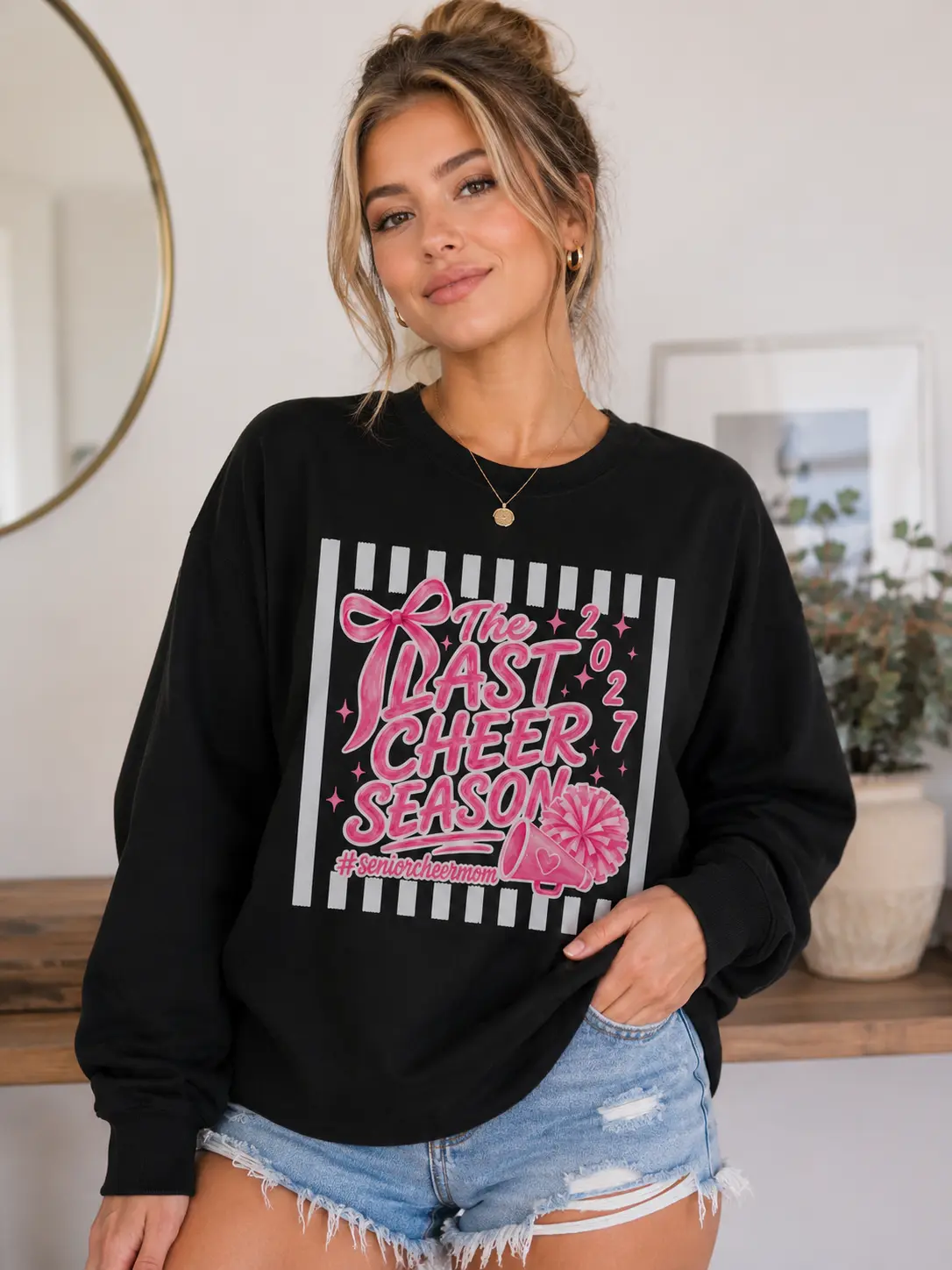 The Last Cheer Season 2027 Sweatshirt , Senior Cheer Mom Sweatshirt , Senior Mom Shirt, Class of 2027 Sweatshirt, Senior 2027 Sweatshirt
