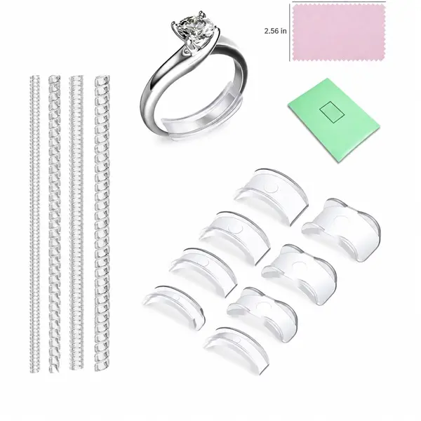 12 Pack Invisible Ring Guards for Loose Rings, Soft Ring Sizers and Band Tighteners for Women & Men, Ring Size Reducer Spacers for 1mm–8mm Bands, Eyeglass Cloth Included