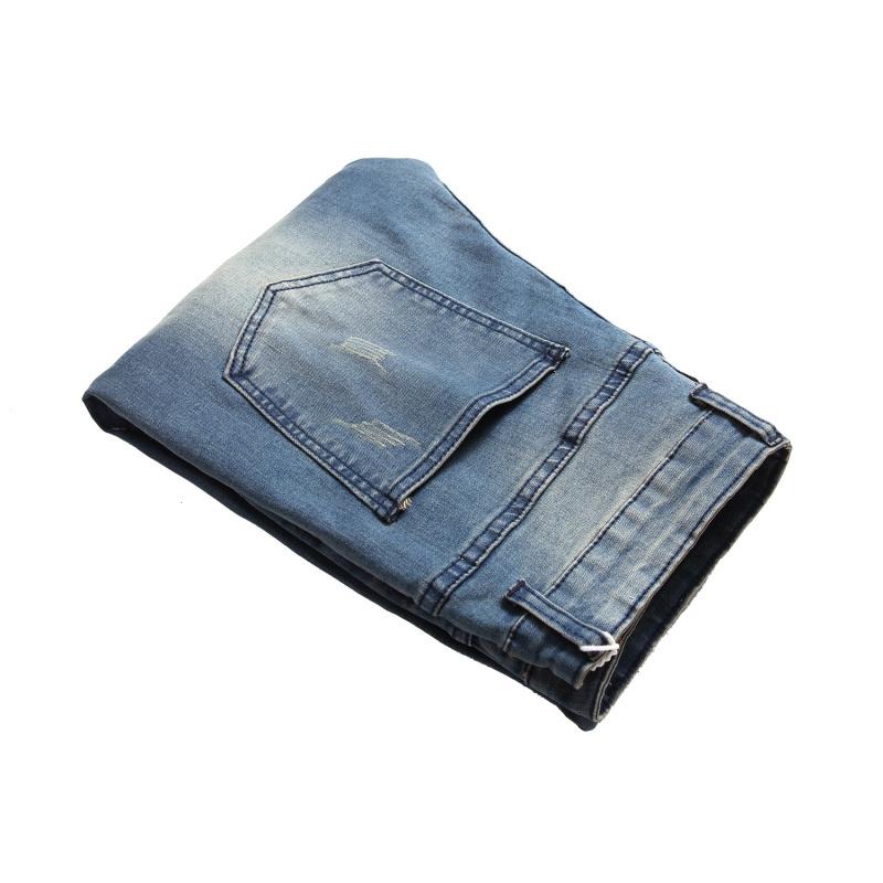 High Street Ripped Black Slim Fit Skinny Jeans for Men with Leather Patch and Stretch Men's Long Pants