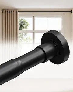 Tension Curtain Rods for Windows 66 to 120 Inch, Black Curtain Rods No Drilling, Heavy Duty Extra Long Tension Rod for curtains, Outdoor Curtains Rod for Patio, Bedroom