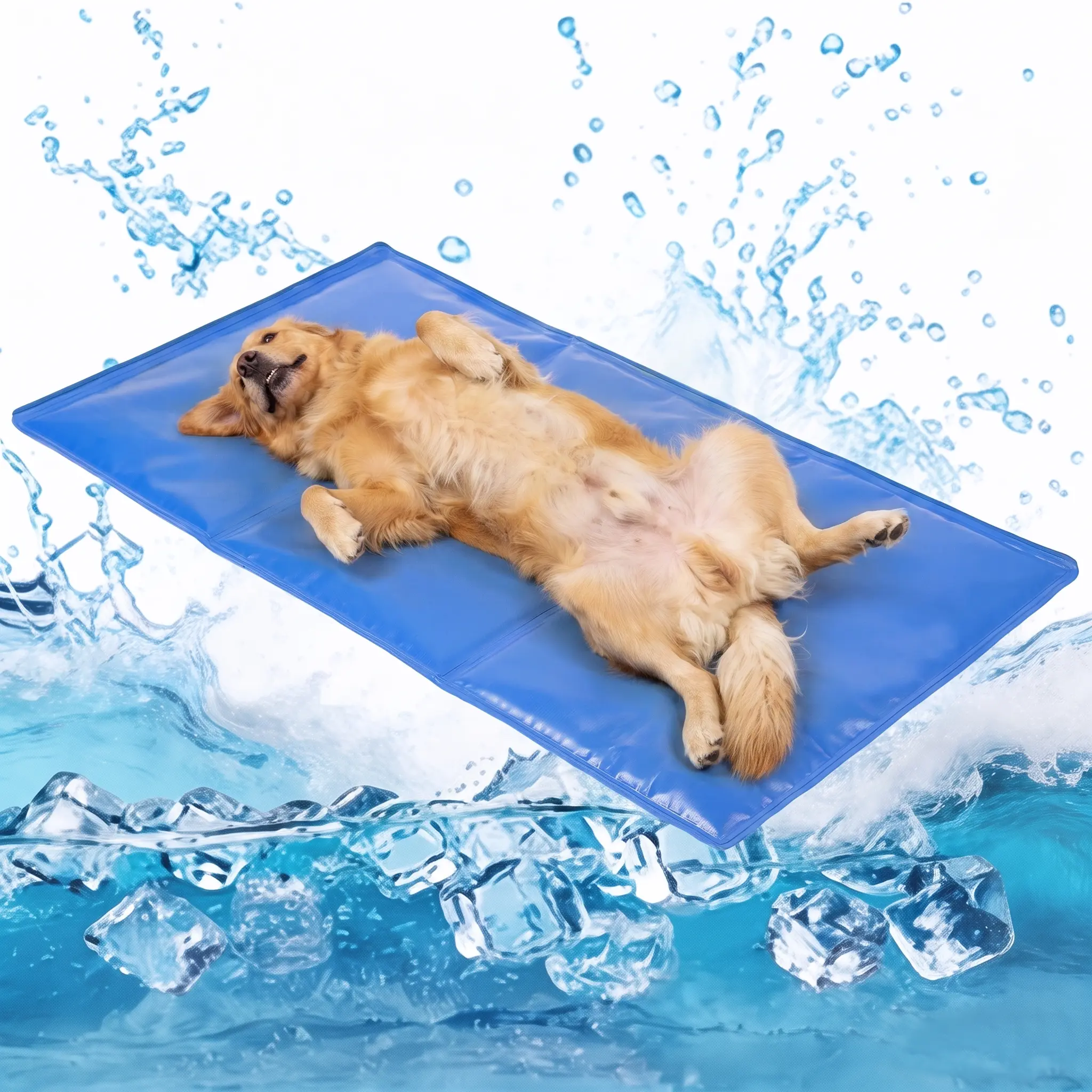 Water-Filled Cooling Mat - Leak-Proof, small apartment   pet  gear   Non-Slip, Washable, Thick PVC Waterproof Pad with Temperature Control for Dogs, Ideal for Crate, Car & Outdoor Use, Soothes Anxiety