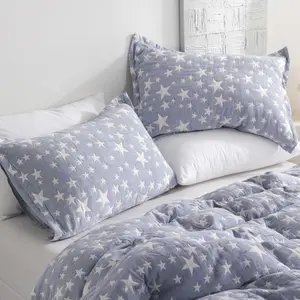 2 Pack 3-Layer Muslin Cotton Pillow Shams – Soft Quilted Cushion Covers with Light Warmth & Envelope Closure