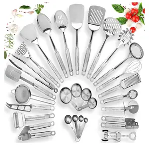 29-pcs Kitchen Utensils Set - Stainless Steel Cooking Utensils Set with Spatula - Kitchen Gadgets & Kitchen Tool Gift Set