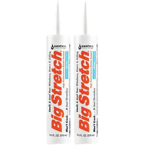 Sashco 10016 10.5oz Big Stretch High Performance Interior Exterior Weatherproof Seal Caulk - White - 2 Pack