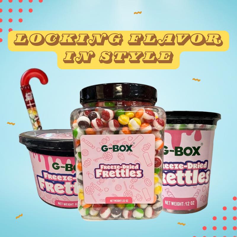 G-Box Freeze Dried Frettles Original Flavor in Jar Container 22oz  Freeze Dried Candy Crunchy Rainbow Candy