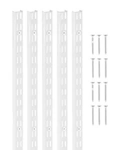 Shelf Track 60-Inch 5-Pack Adjustable Steel Wall Mounted Shelf Pilaster System For Heavy Duty Shelving; Includes Durable Brackets, Pilaster Rails, Easy Wall Mount Installation For Garage, Workshop, Storage