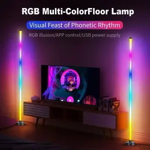 RGB Corner Floor Lamp, LED Vertical Light, Colorful Lighting Fixture, Usb-Powered, Remote-Controlled, Ideal for Living Room, Bedroom, Or Game Room Ambient Lighting, Perfect for Valentine'S Day, Restaurants, And Dance Club Atmosphere Lighting