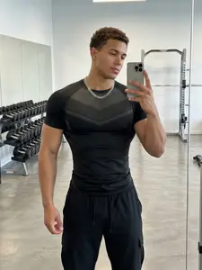 Summer New Men's Short Sleeve Coach Sports T-Shirt, Athletic Shirt, Breathable Tight Fit Round Neck Gym Wear, Outdoor Exercise & Daily Wear