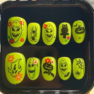 Boo Series 23 Halloween Themed Nail Art Set with Spooky Faces Spiders and Pumpkins for Festive Manicures