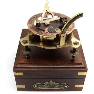 Vintage Brass Sundial Compass – 2.5" WEST London Antique Maritime Compass with Adjustable Screw Legs – Nautical Decor & Collectible