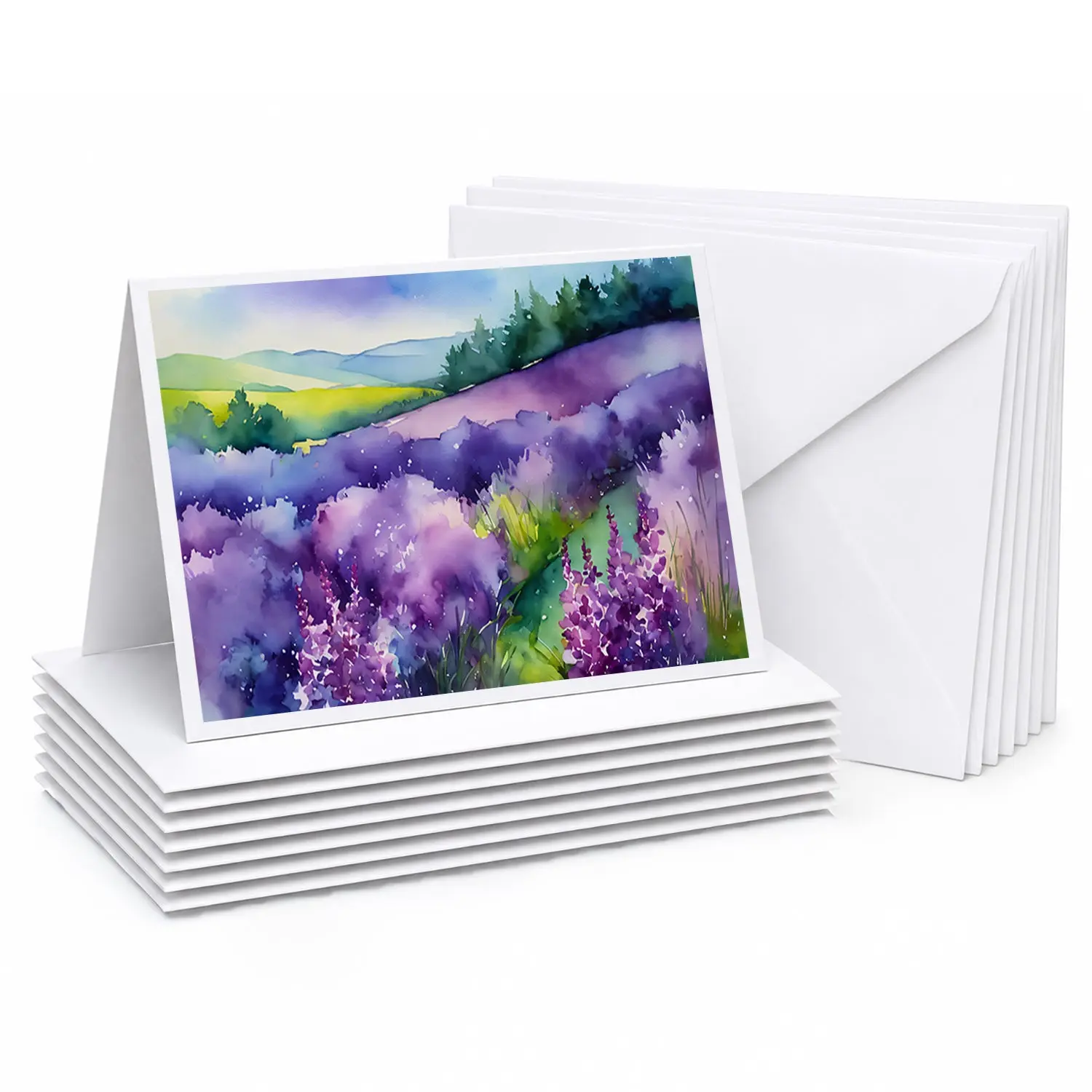New Hampshire Purple Lilac in Watercolor Greeting Cards Pack of 8 Blank Cards with Envelopes Whimsical A7 Size 5x7
