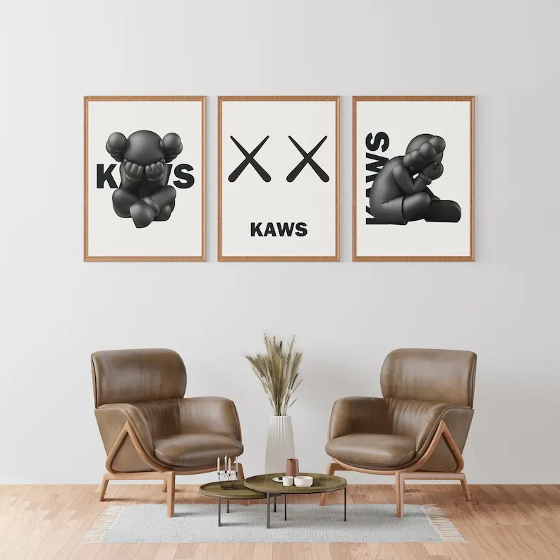 Hypebeast Poster Set of 3, Kaws Digital Print, Hypebeast Toys, Modern Wall Art, Kaws Figure Poster, Hypebeast Printable, Printable Wall Art