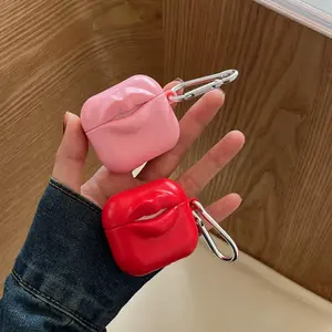 Silicone Lip Shaped Earphone Case, Cute Lip Shaped Earphone Cover, Earphone Accessories Compatible with AirPods Pro2/AirPods Pro/AirPods4/AirPods3/AirPods2, Audio