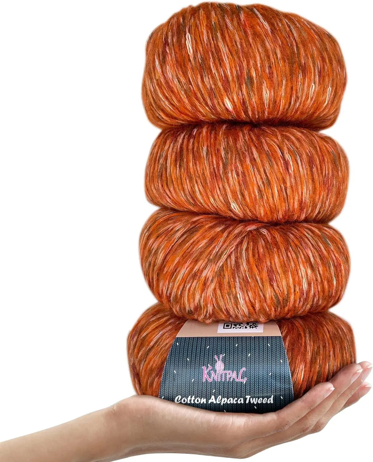KnitPal Colored DK Light Worsted Weight Alpaca Cotton Blend Yarn, 4 Skeins, 588 yds/200g - Tweed Yarn for Knitting, Crocheting, Soft Halo, Breathable, Light, Warm, Colored Yarn