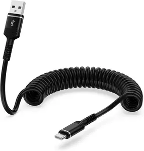 USB to USB C Cable Coiled Auto Wire, Type C Car Phone Charger Fast Charging Cord for iPhone /e/ Pro Max/ Pro/ Plus/Galaxy/Pixel, Retractable USBC Power Line for Apple Carplay & Android Auto